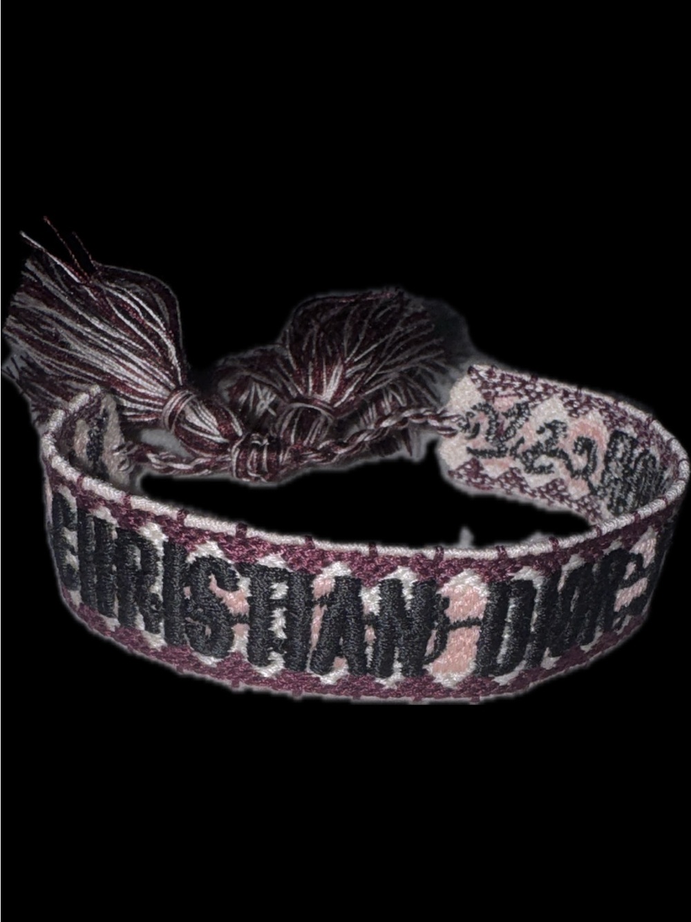 Dior Men’s Woven Logo Bracelet in Pink and Black